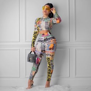 Newspaper Print Two Pieces Set